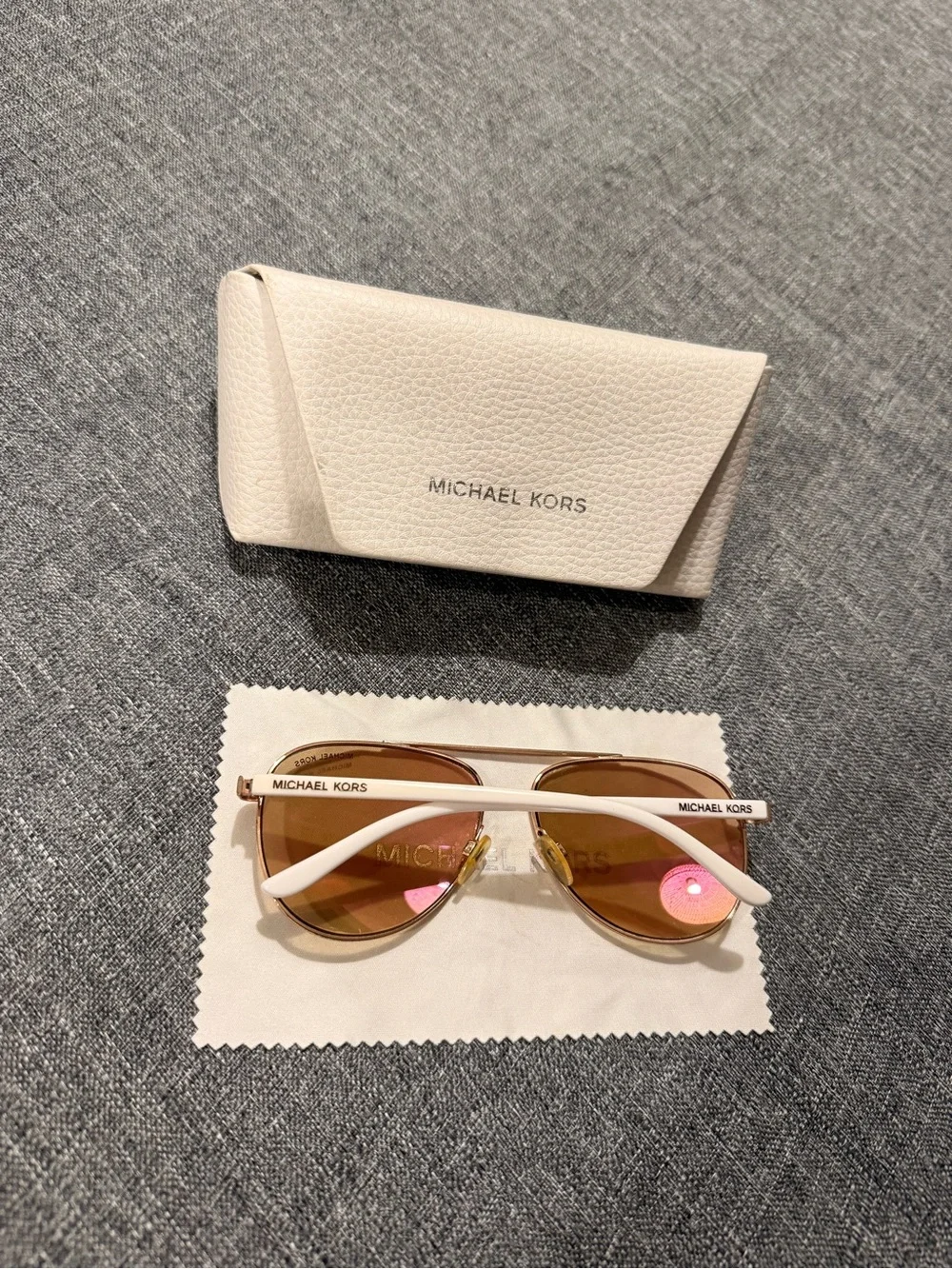 Michael Kors Aviator Sunglasses in Gold with Brown Lenses